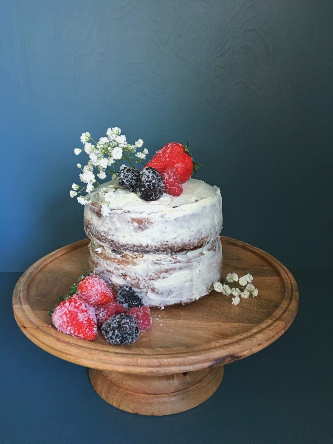 White Christmas Spice Cake with Sugared Berries