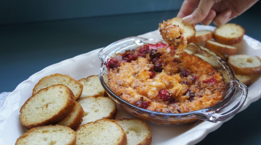 Cheesy Cranberry Raspberry Crostini Dip