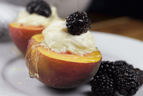 Mascarpone and Blackberry Stuffed Peaches