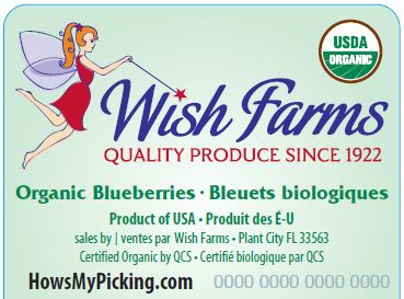 Wish Farms Organic Blueberry Label @wishfarms #organic