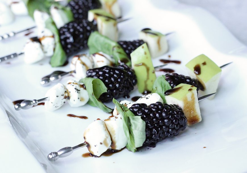 Blackberry & Apple Caprese Skewers made with fresh blackberries from Wish Farms