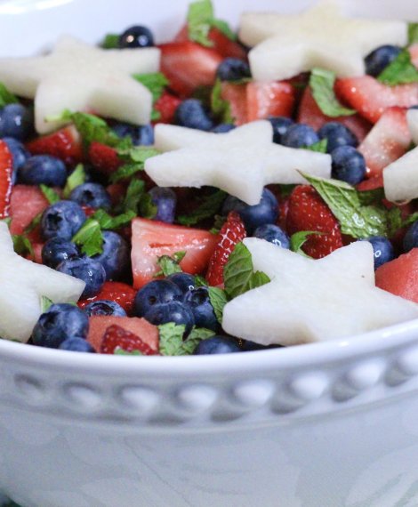 Mojito Fruit Salad with jicama, mint, and fresh Wish Farms Berries