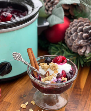 Slow Cooker Mulled Berry Crisp and Cream