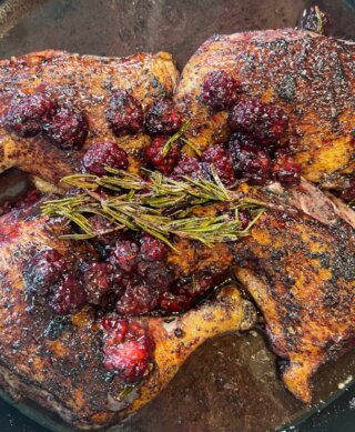 Blackberry braised chicken recipe from Wish Farms