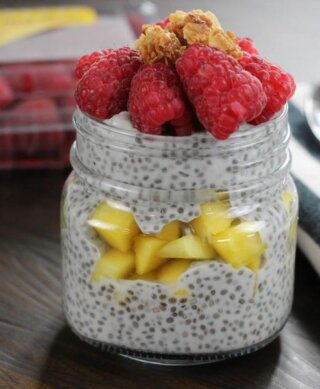 Mango Raspberry Chia Seed Pudding banner