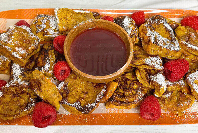 Pumpkin French Toast Bites with Raspberry Syrup